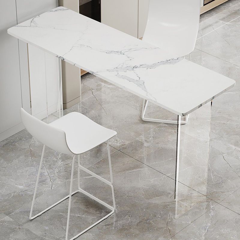 Modern Double Pedestal Bar Dining Table Stone and Acrylic Bar Table