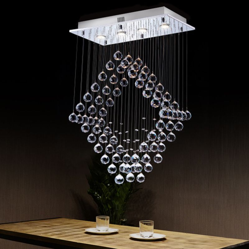 Chrome Diamond Flush Ceiling Light Modernism Crystal Orb LED Dining Room Flush Mount Lamp