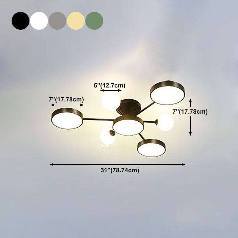 Modern Round Ceiling Light Colorful Multi Light Flush Mount Light for Bedroom