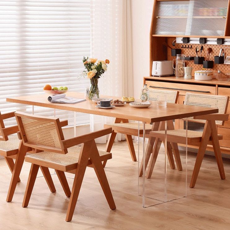 Minimalist Solid Wood Dining Set 1/2/4/5 Pieces Rectangular Dining Furniture Set