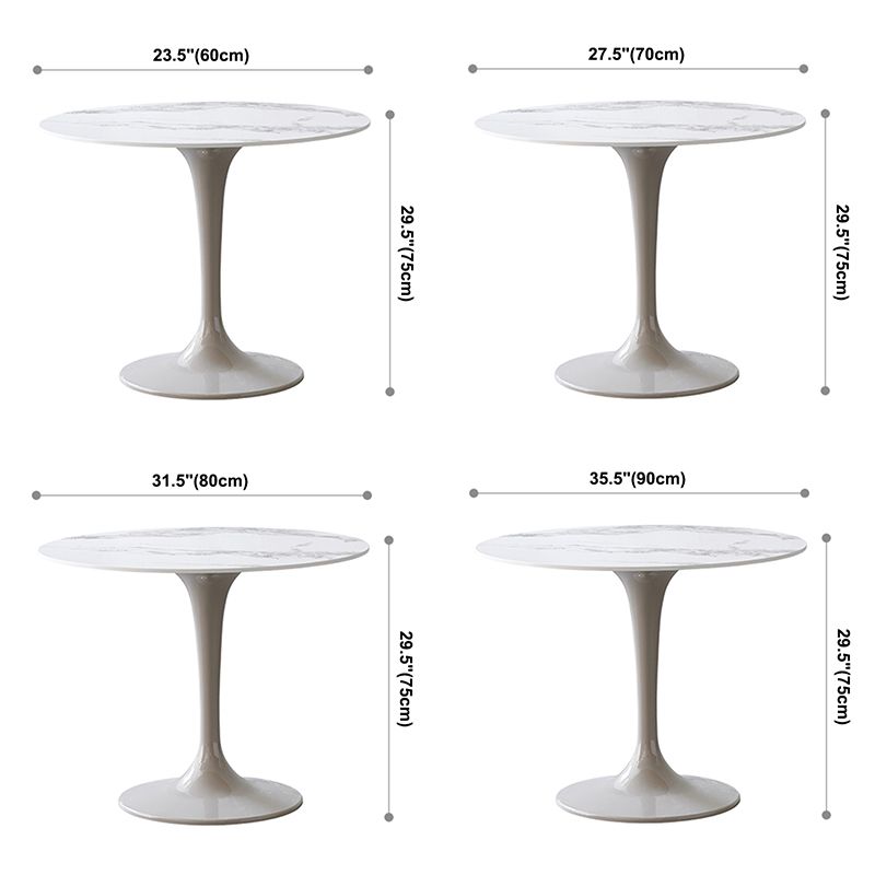 Contemporary Style Home Sintered Stone Dining Table Round Table with Tulip Base