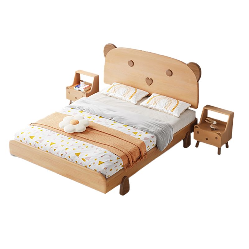 Modern Solid Wood Platform Bed Natural Bed Frame Animals Kids Bed