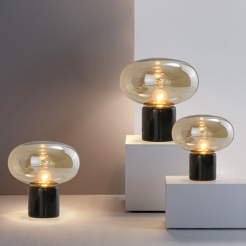 Ultra-modern Simplicity Oval Table Lamp Glass Nightstand Lamp for Bedroom