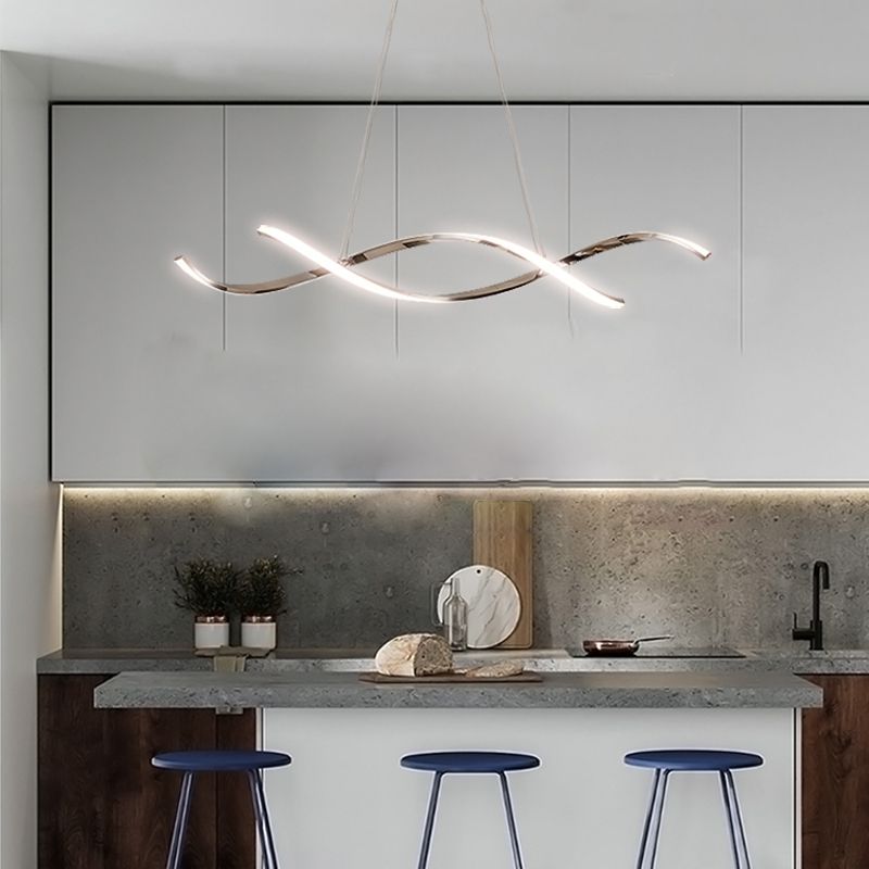 Simple Modern Light Luxury Style LED Hanging Island Pendant Light for Dining Room