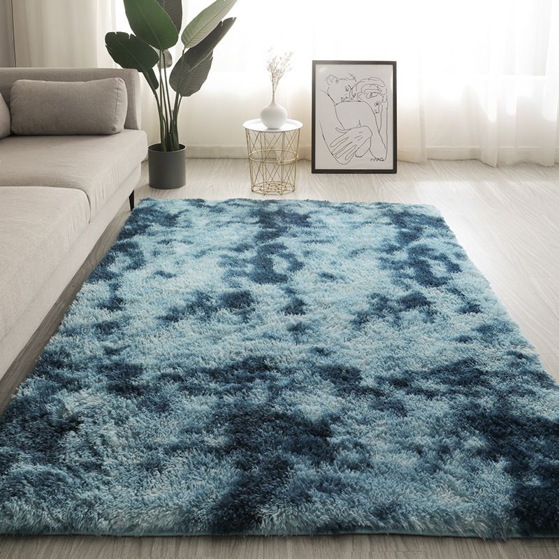 Grey Living Room Area Carpet Solid Color Polyester Area Rug Stain Resistant Rug