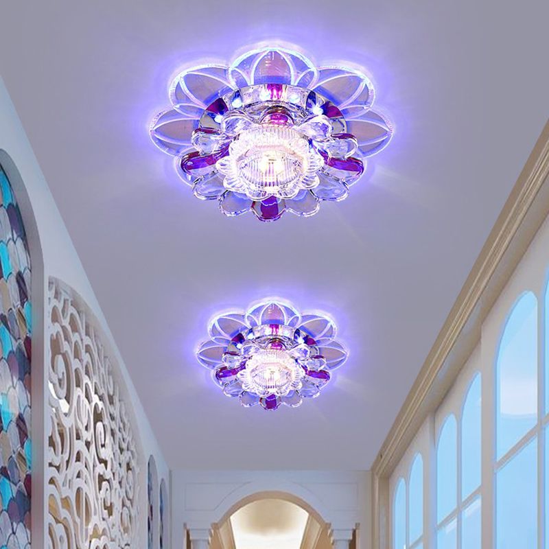 Effacer Floral Forme LED Flush Mount Light Simplicité Crystal Flush Mount Ceiling Light