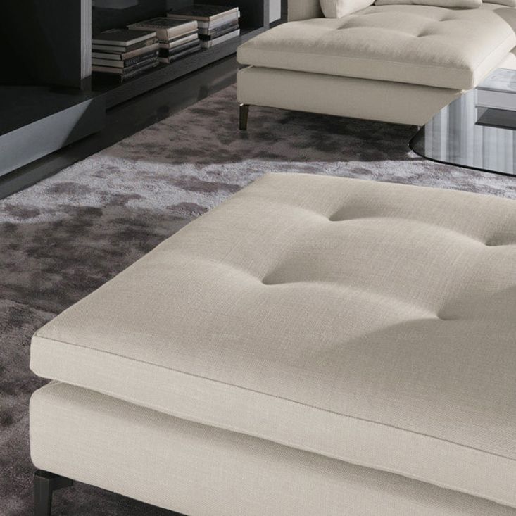Living Room Chaise Square Arms Modern Chaise Lounge with Cotton Upholster
