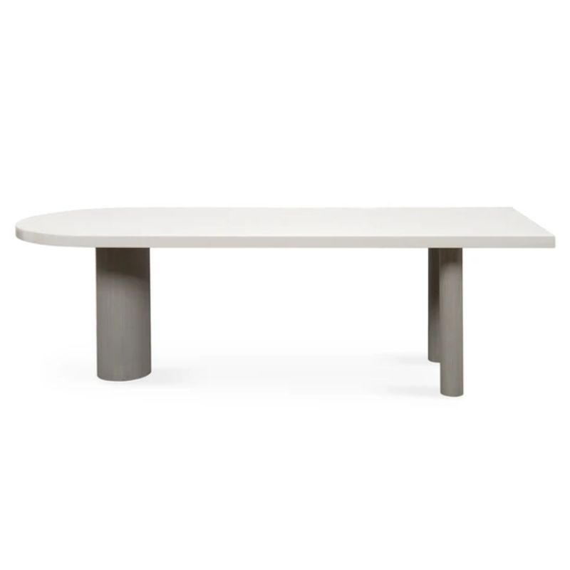 Free Form Modern Dining Table White Tone Fixed Table with 3 Legs for Dining Room