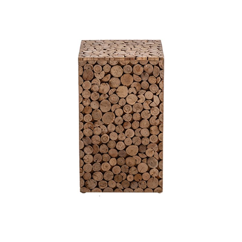Country Style Square Side Table Natural Solid Wood End Table