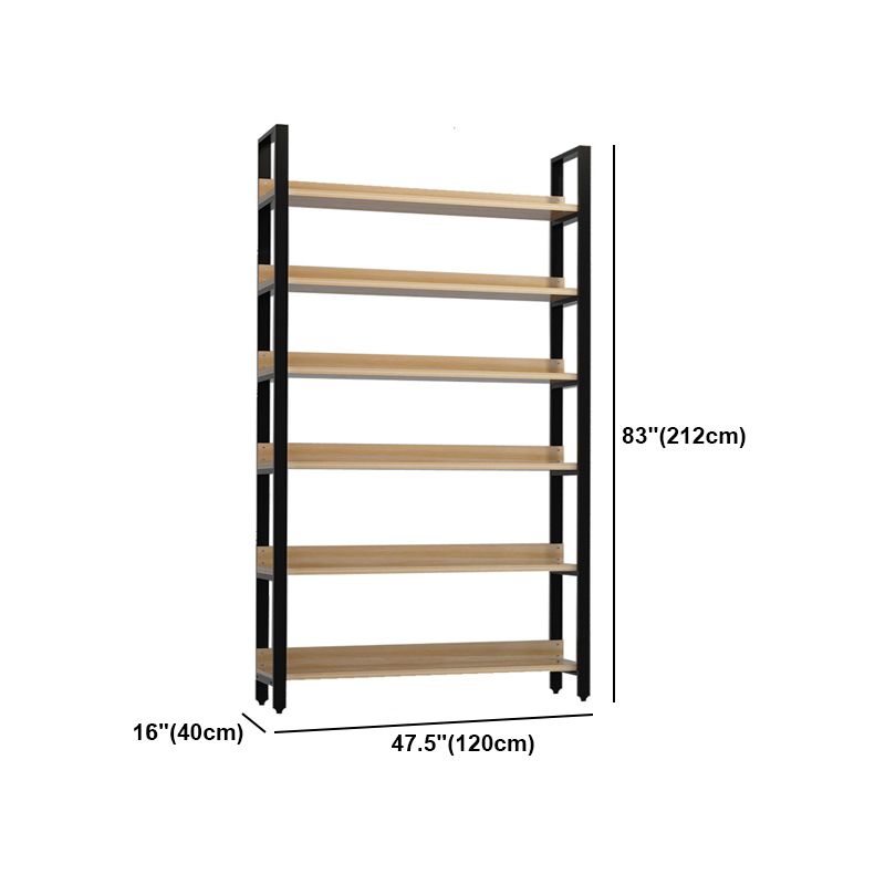 Vertical Industrial Etagere Bookshelf Steel Frame Solid Wood Shelf Bookshelf