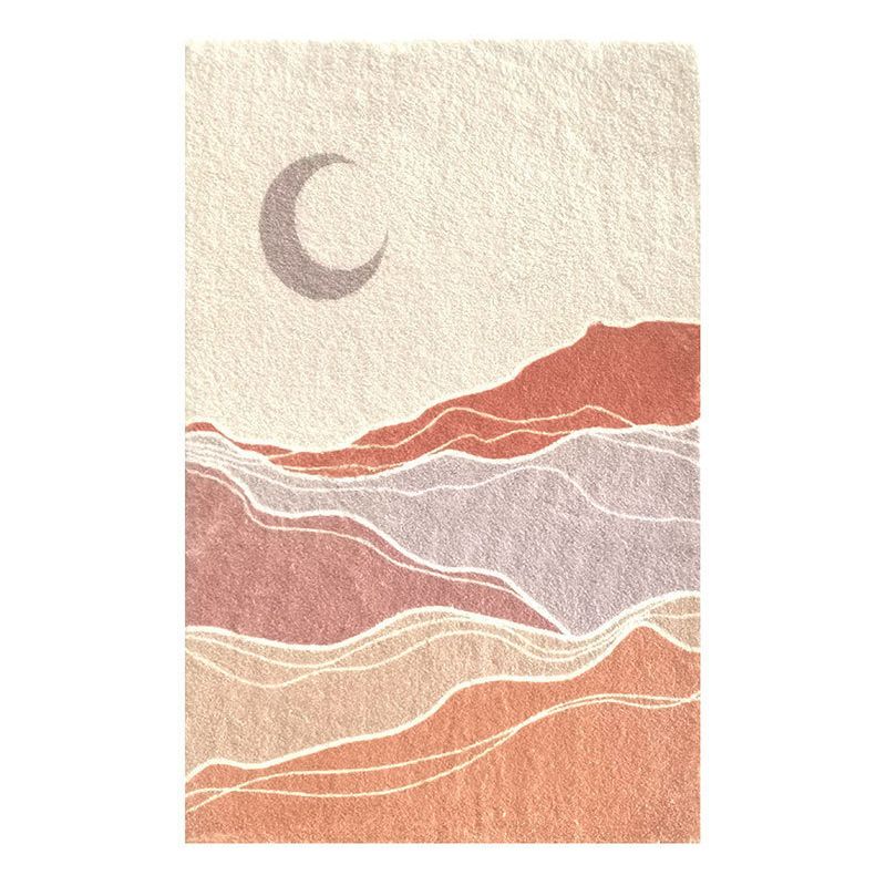Beige Modern Rug Polyester Circle Rug Non-Slip Backing Rug for Home Decoration