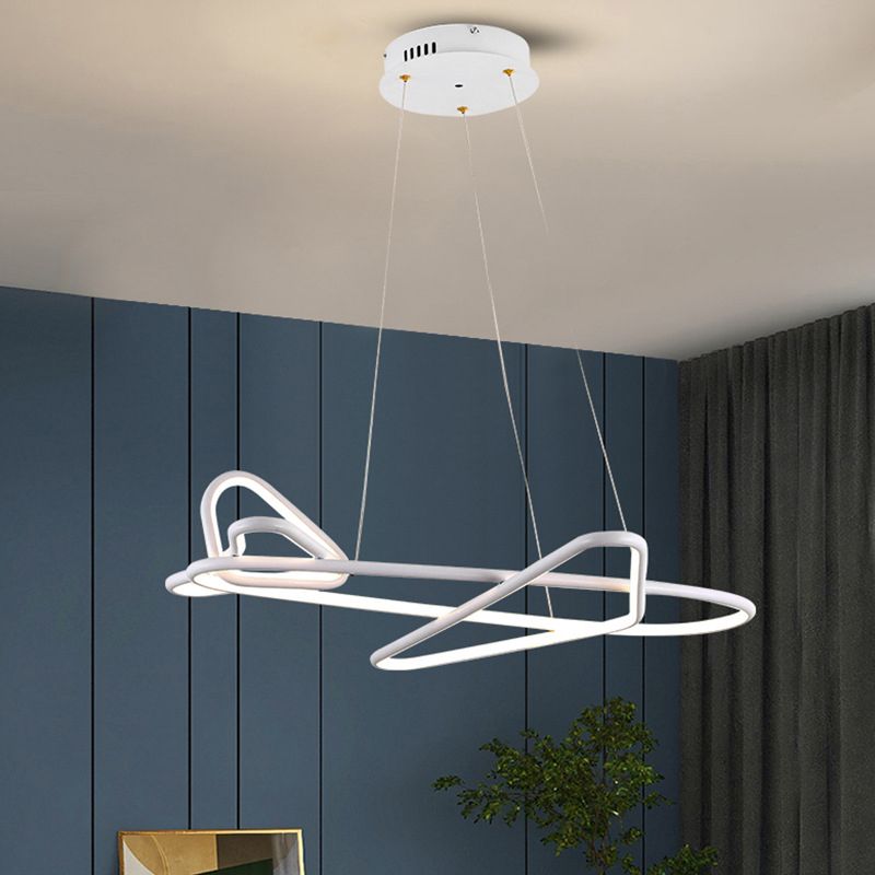Modern Creative LED Pendant Light Lacquered Aluminium Linear Chandelier with Silicone Shade