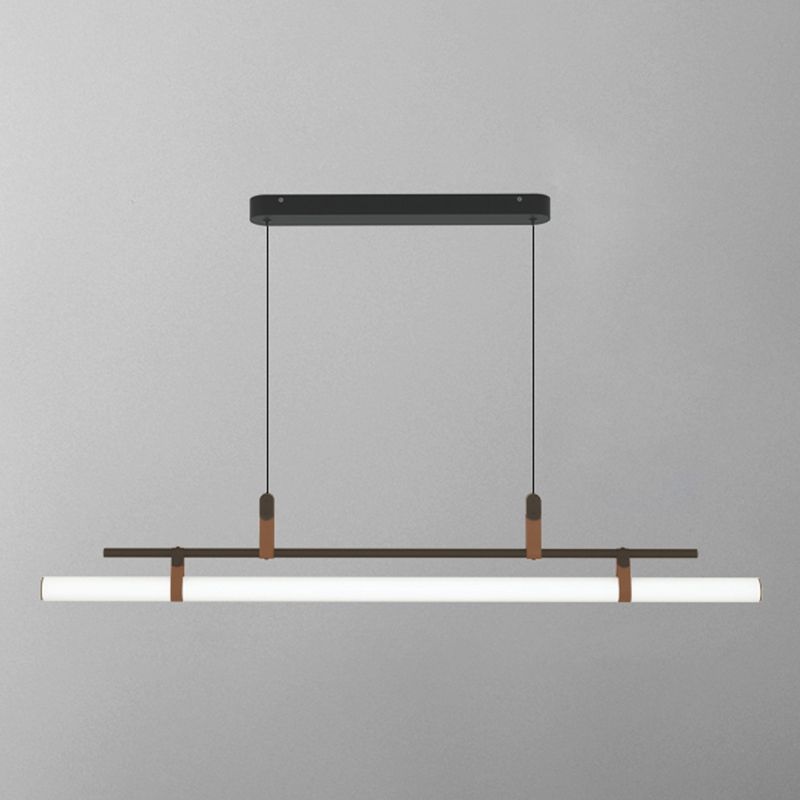 Lámpara moderna de la isla de metal lineal Luz de restaurante moderno de 1 cabeza con sombra acrílica