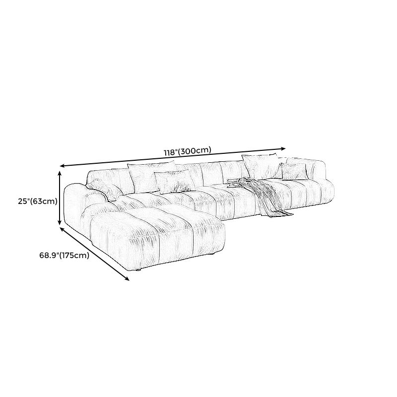 Velvet Round Arm Sectionals 24.8"High Tight Back Sofa with 4 Pillows