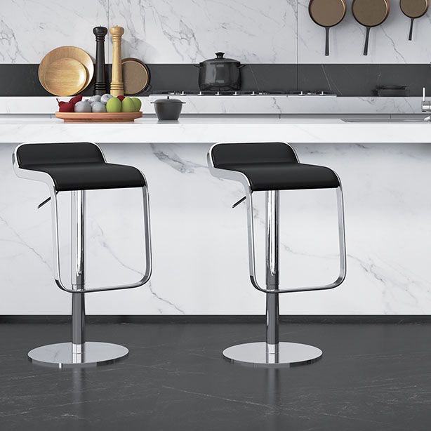 Faux Leather Bar Stools Adjustable Height Swivel Barstools with Footrest