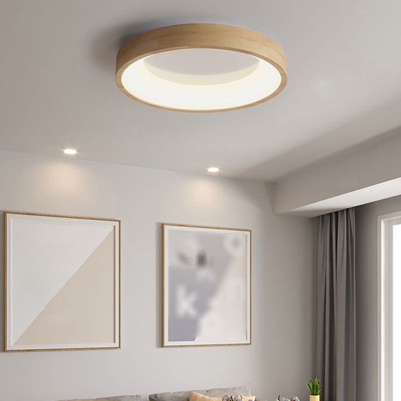 Lampada da Soffitto a LED di Forma Rotonda Stile Moderno Semplice in Legno 1 Luce da Incasso per Sala da Pranzo