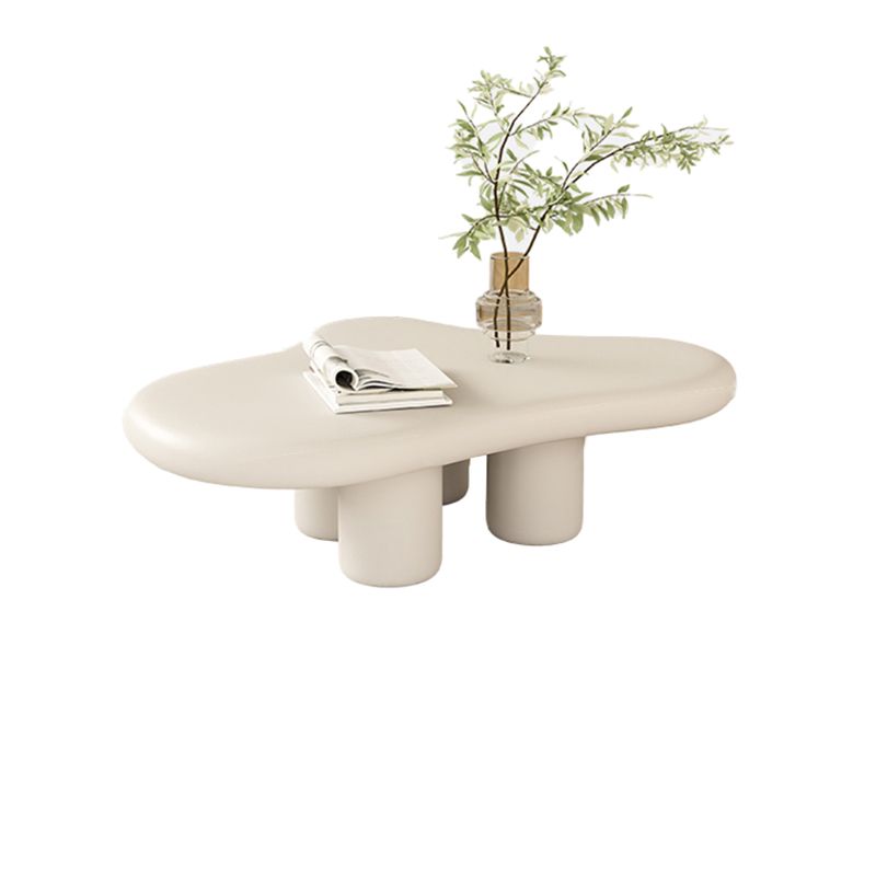 White Wood Coffee Table Free-Form Modern No Distressing Coffee Table