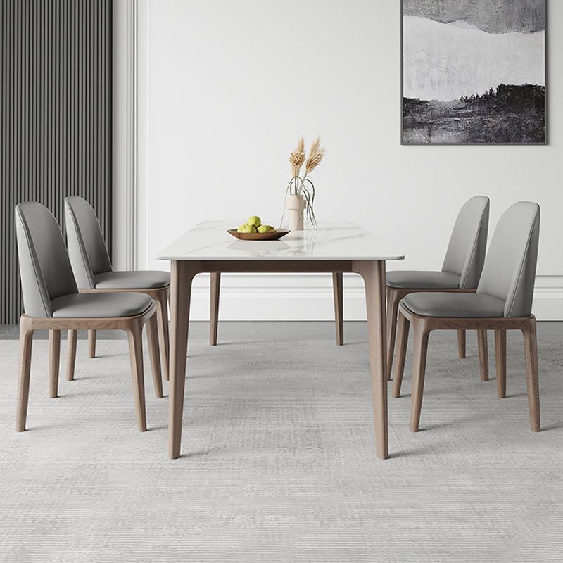 Industrial Style Dinner Table Stone Rectangle Dining Site Table in White
