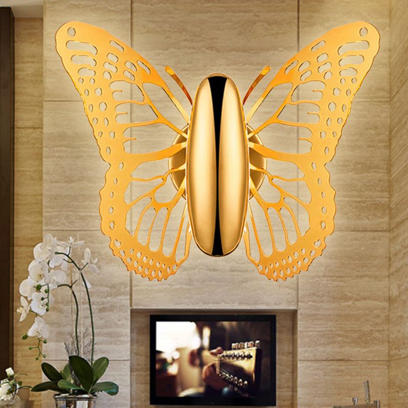 Gold Butterfly Wall Sconce Light Art Deco Metal Single Light Wall Lamp for Kids Room