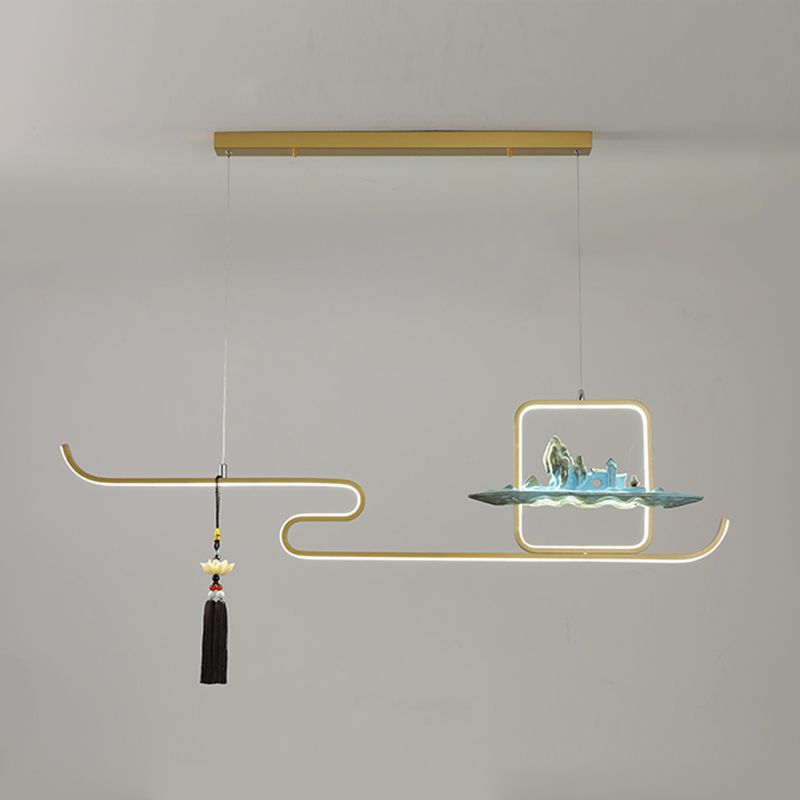 Ideas de iluminación de isla de metal lineal Ideas de té modernas iluminación de islas