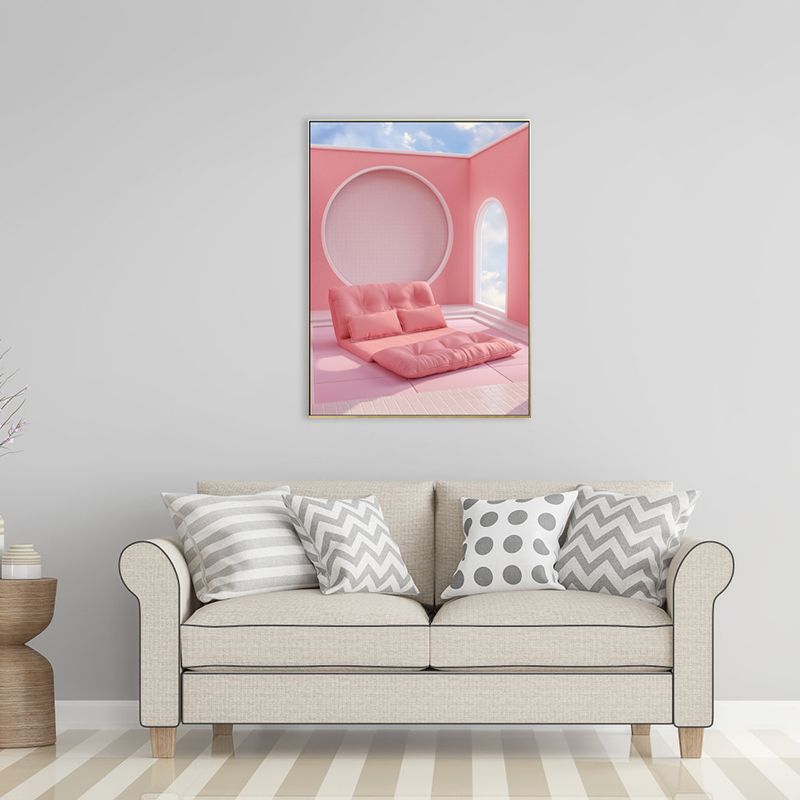 Arched Door Wall Decor Contemporary Textured Girls Bedroom Painting, Multiple Sizes