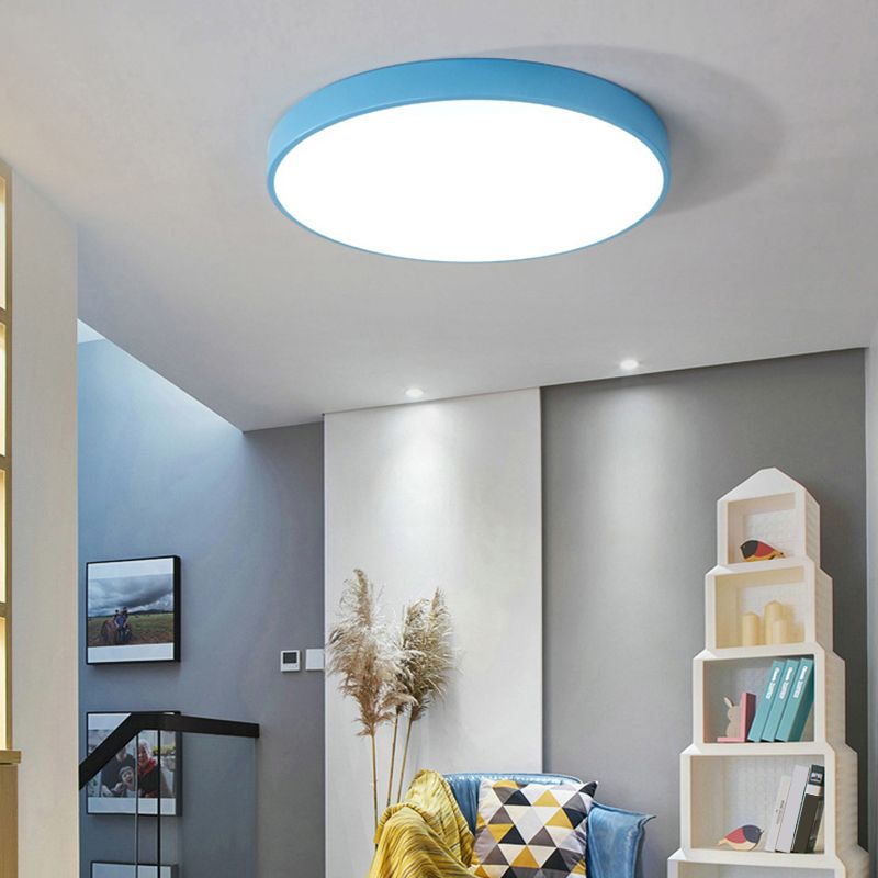 Ultradunne ronde inbouwlamp Macaron metalen kinderkamer LED-plafondmontagelamp