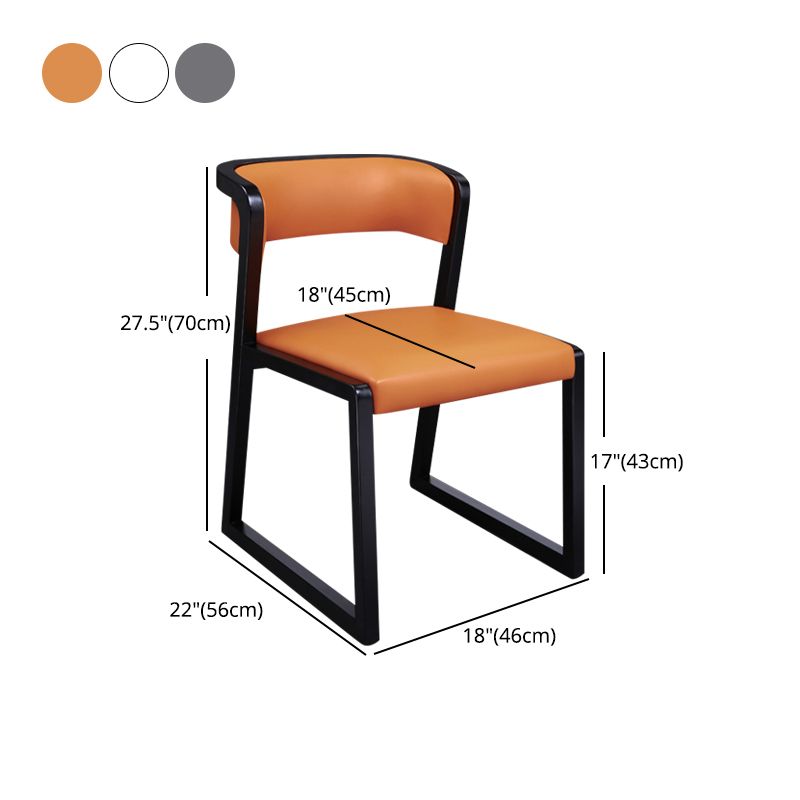 Open Back Side Chair Industrial Style PU Leather Dining Chairs for Home