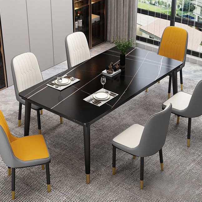 Industrial Style Home Sintered Stone Dining Table Rectangle Shape Table with 4 Legs Base