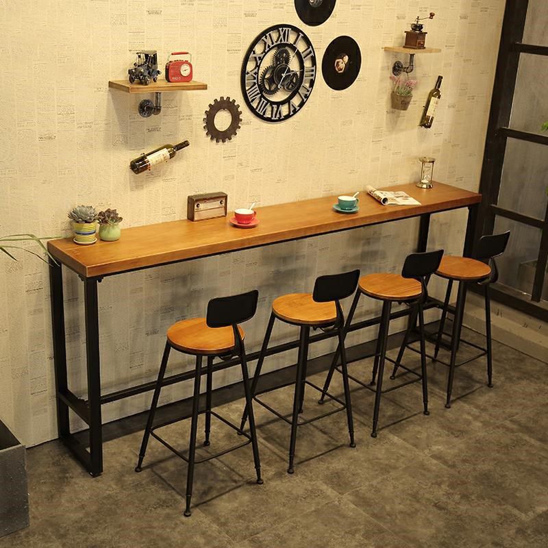 Industrial 1/5/7/9 Pieces Bar Table Set Rectangle Pine Wood Counter Table with High Stools