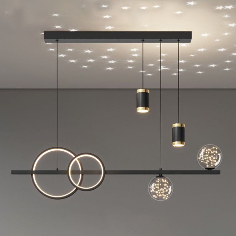 Luces de la isla de la esfera Pendientes contemporáneos de la isla de metal con sombra de vidrio