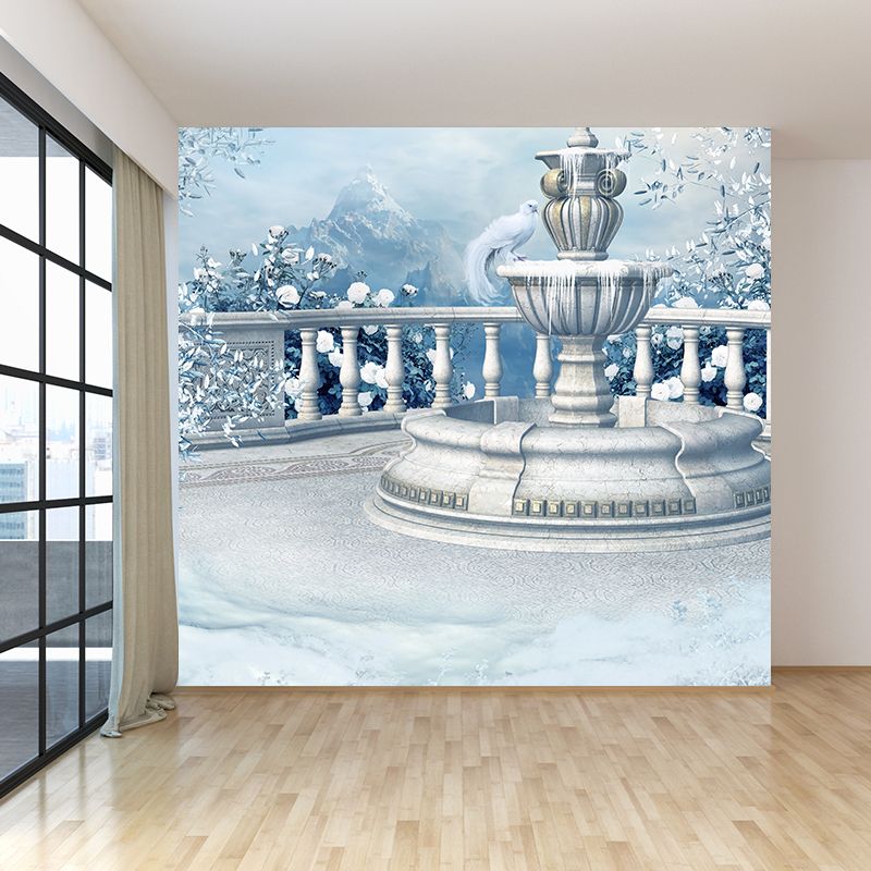 Winter Spray Fountain Mural Wallpaper Contemporary Non-Woven Fabric Wall Covering