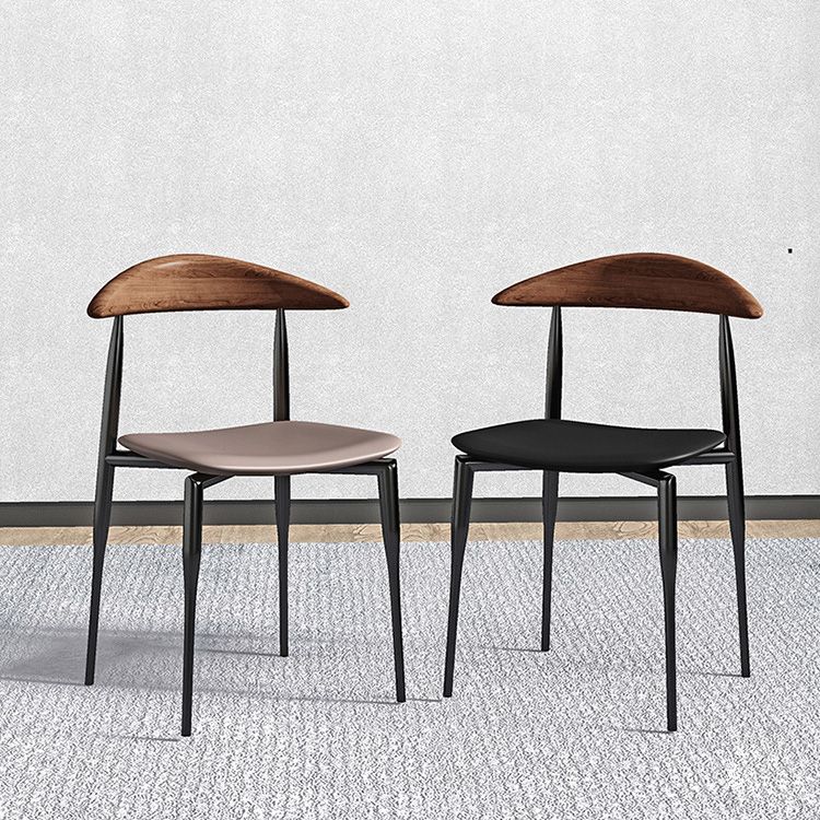 Industrial Metal Kitchen Dining Side Chair Faux Leather Side Chair