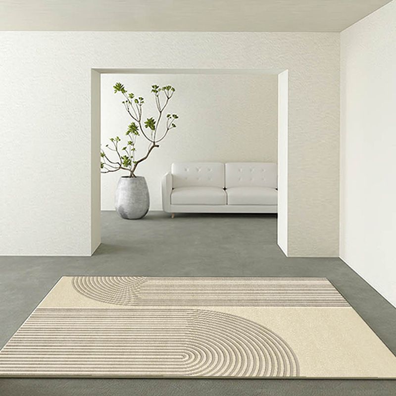 Brown Modern Rug Polyester Stripe Rug Non-Slip Backing Rug for Drawing Room