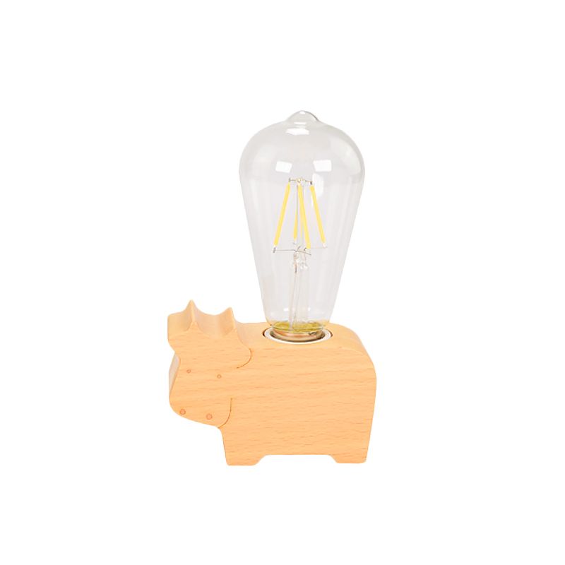Modern Single Bulb Reading Lamp with Glass Shade Beige Sheep/Elephant/Cow Small Desk Lamp for Bedroom