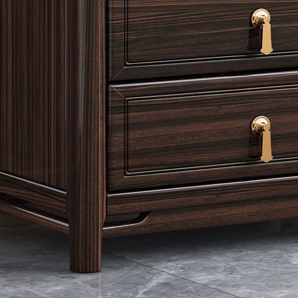 Glam Solid Wood Storage Chest Home Chest in Brown with Drawers