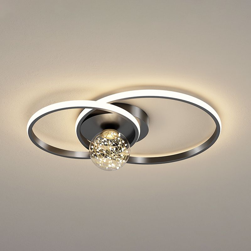 Modern Minimalist Style Rounded Flush Mount Ceiling Chandelier Metal Flush Mount Light Fixtures