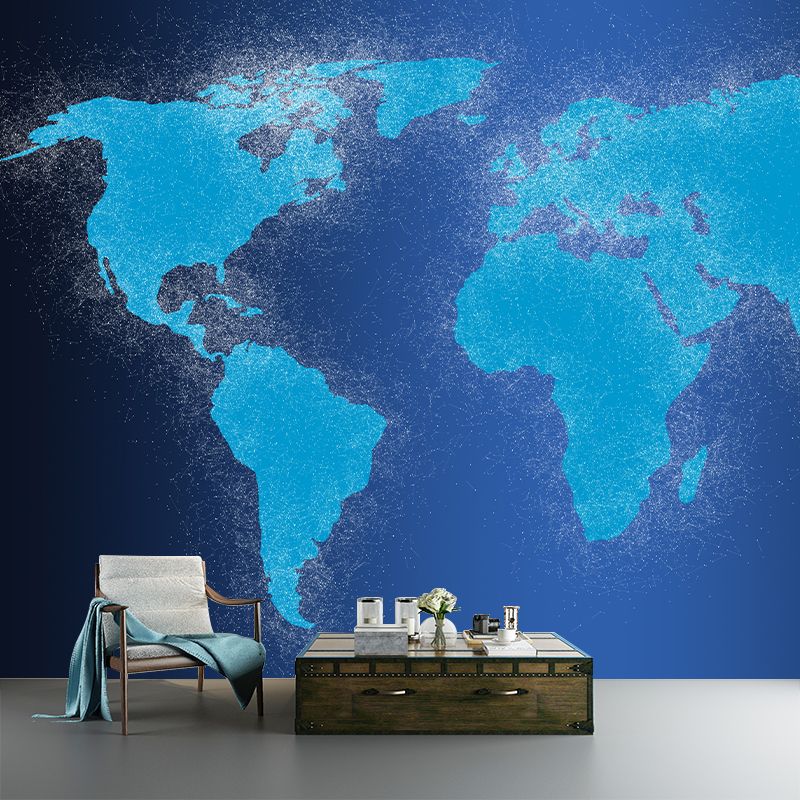 Modern Map Mural Wallpaper Personalized Size Wall Covering for Office Room
