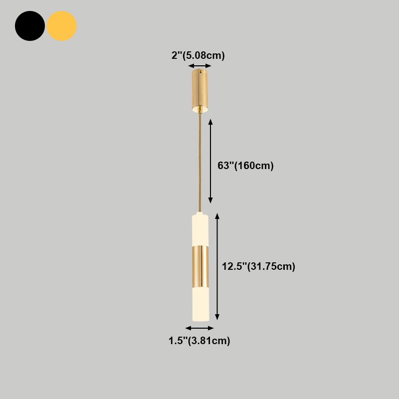 Forme de cylindre Metal Pendant Light Modern Style 1 Lumière Lumière Lumière en or
