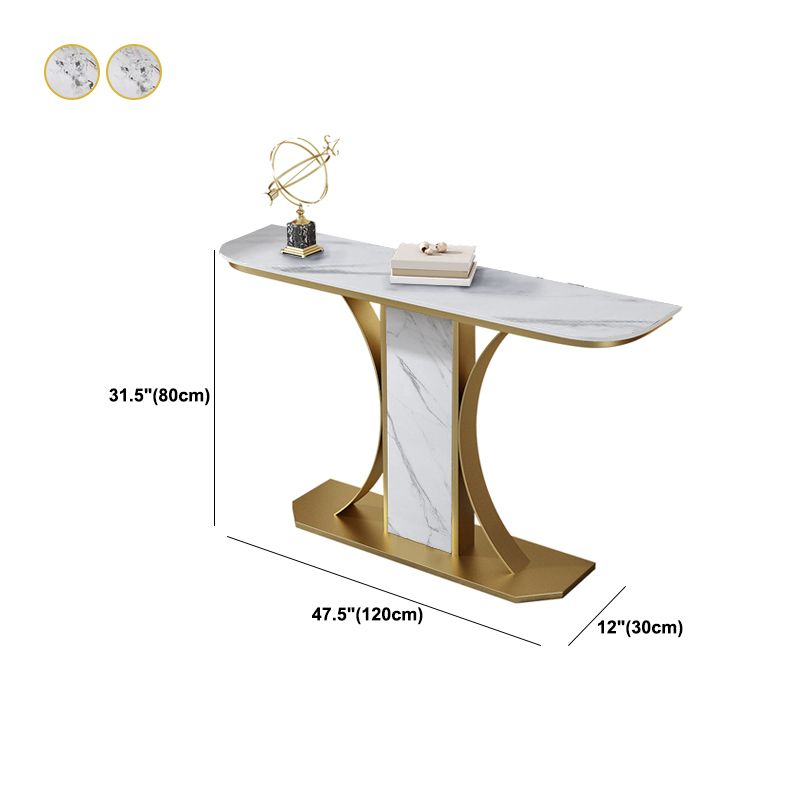 11.8" W Glam Console Table Slate Half Moon Scratch Resistant Console