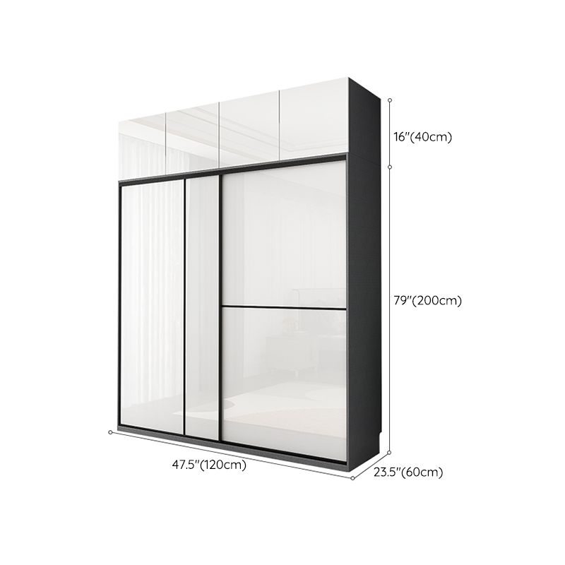 White Colour Wardrobe Contemporary Style Wooden Wardrobe Closet with Drawer