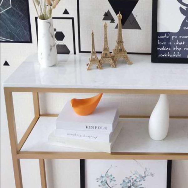 12" W Glam Marble Console Table Stain Resistant Frame Accent Table for Hall