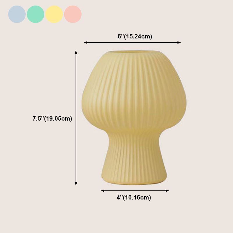 Macaron Style 1-Bulb Table Lamp Rib Glass Tulip Night Stand Light
