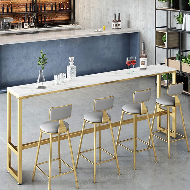 White Faux Marble Table Modern Style Bistro Bar Table for Living Room