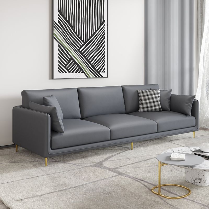 Faux Leather 3-seater Living Room Standard Cushions Glam Sofa