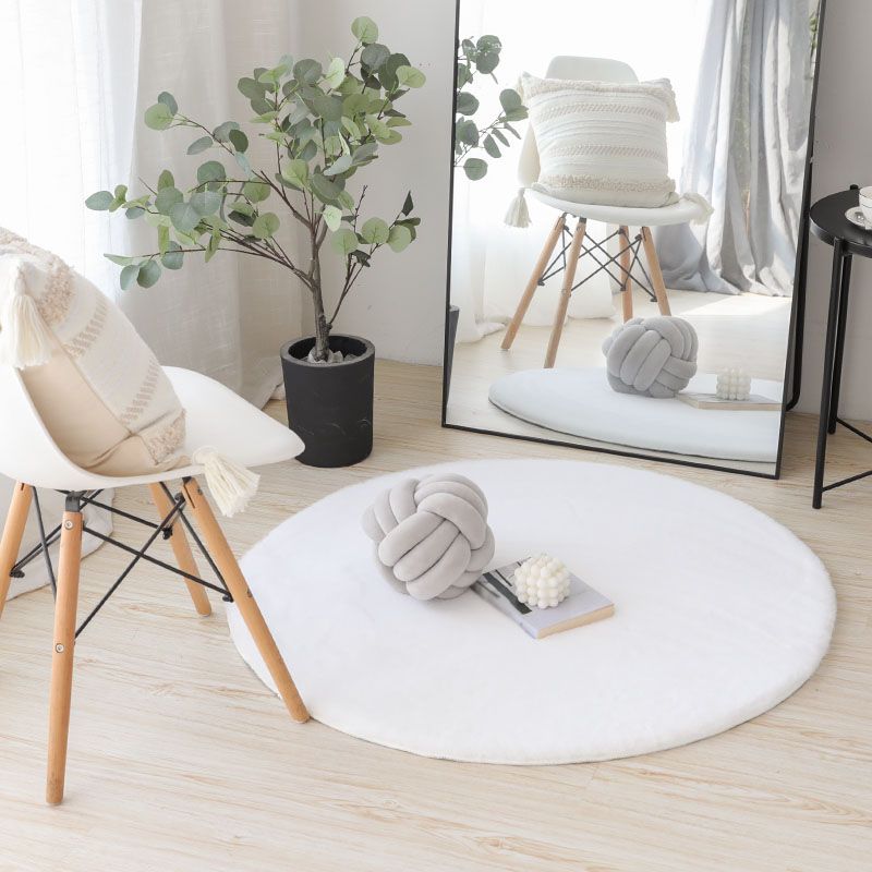 Round Plain Shag Rug Polyester Funky Indoor Rug Non-Slip Backing Area Carpet for Living Room