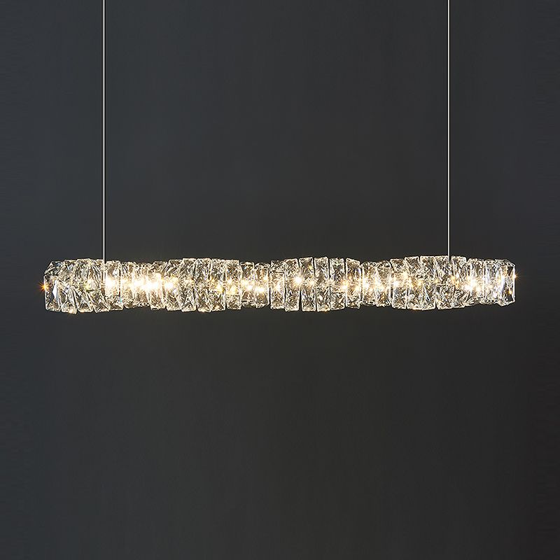 Modern Style Island Light 1-Light Island Hanging Light with Crystal Shade for Dining Room