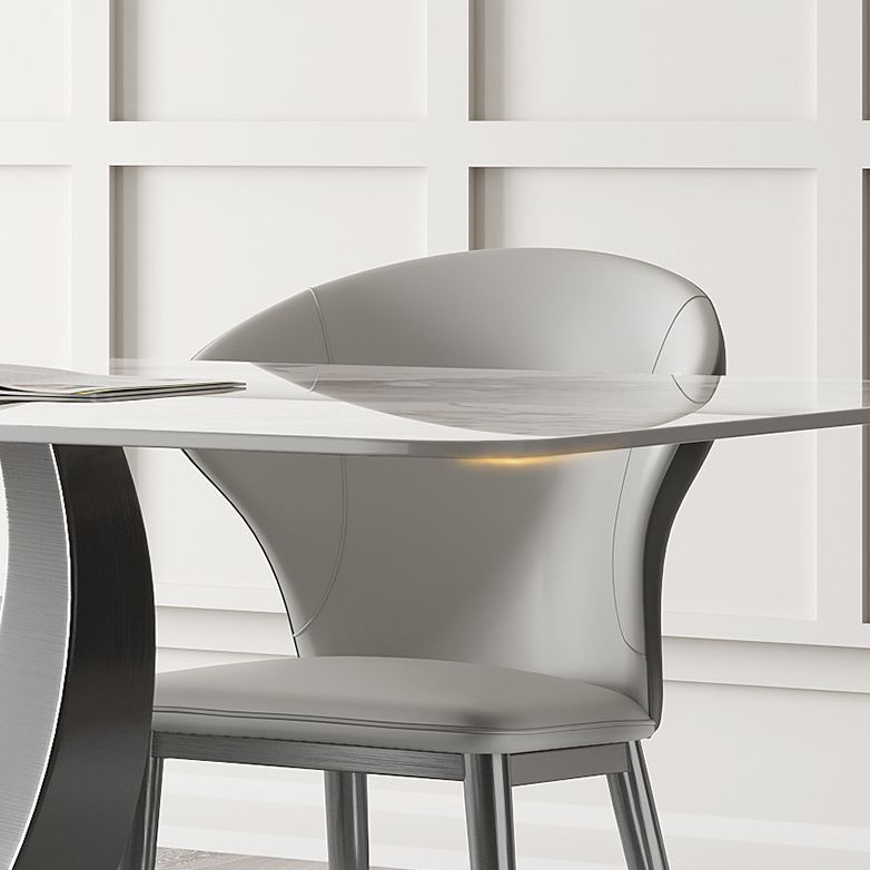 Contemporary Style Rectangle Table Sintered Stone Table with Metal Legs for Home