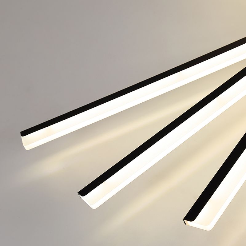 Line Shape LED Ceiling Lamp Modern Iron Flush Mount for Study Bedroom