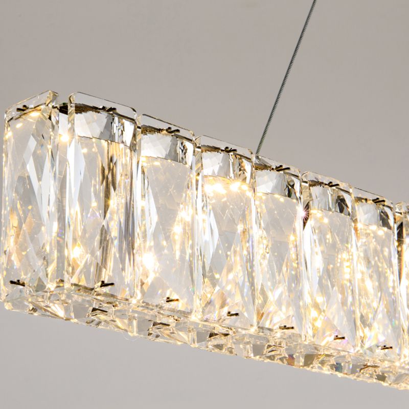 Nordic Style Crystal Hanging Lamp Rectangle Shape Island Light Fixture for Living Room