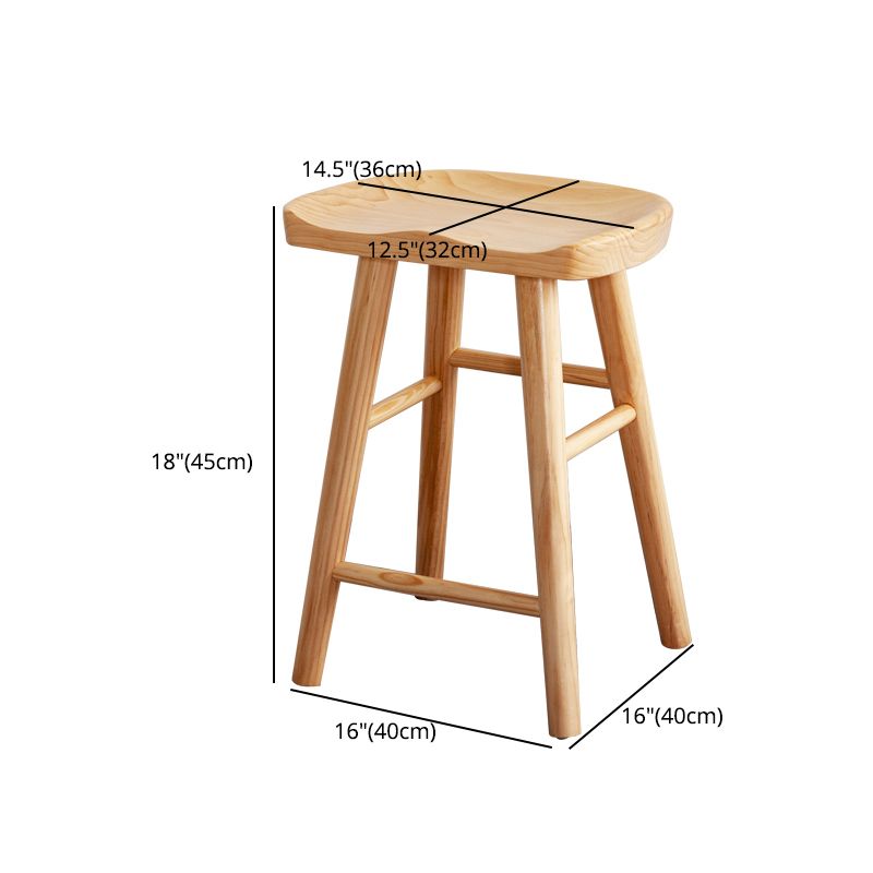 Zeitgenössischer klappbarer Barhocker aus massivem Holz für den Innenbereich mit Holzsitz und Fußstütze